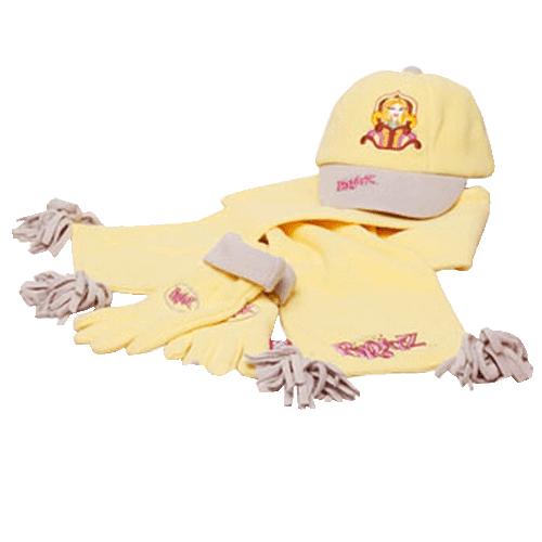 Set casquette charpe gants Bratz jaune taille 56-58 cm