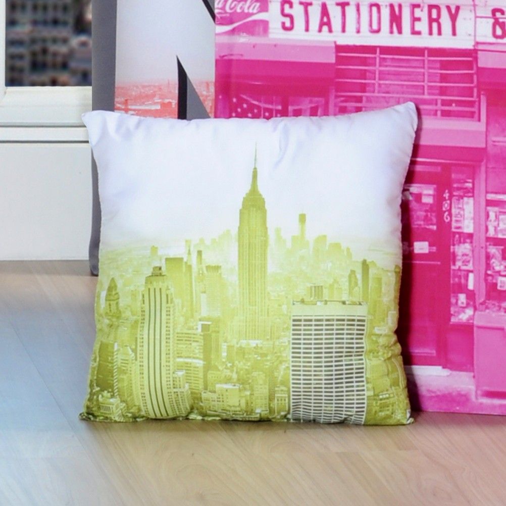 Coussin dhoussable New York Gotham Fluo building