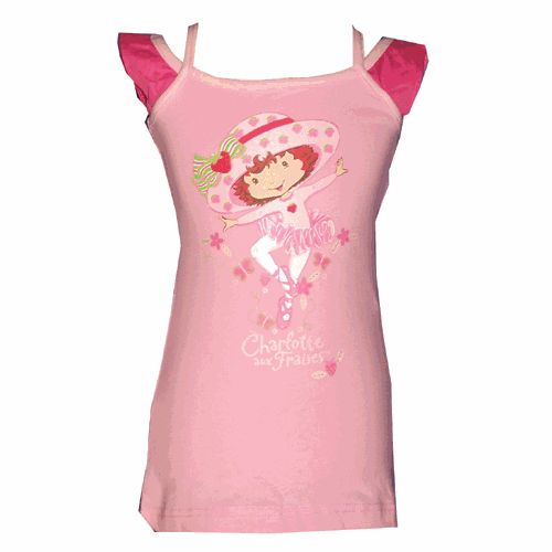 Robe d'�t� Charlotte aux fraises manches fushia