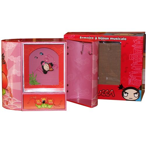 Armoire &agrave; bijoux boite &agrave; musique Pucca rose