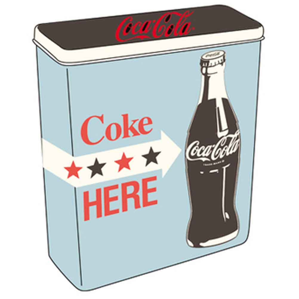 Boite  Caf Coca-cola Coke Here mtal