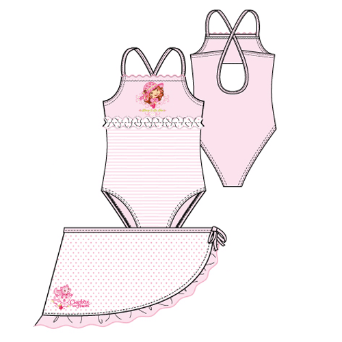 Maillot de bain rose plus par�o � pois Charlotte aux fraises