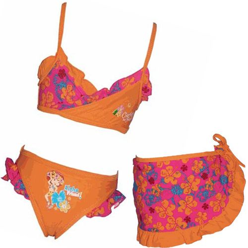 Maillot de bain 2 pi�ces plus par�o Charlotte aux fraises orange
