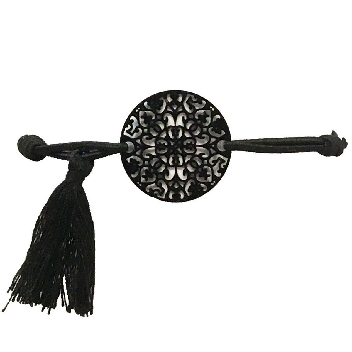 Bracelet Fantaisie filigrane noir lastique - Mandala Baroque