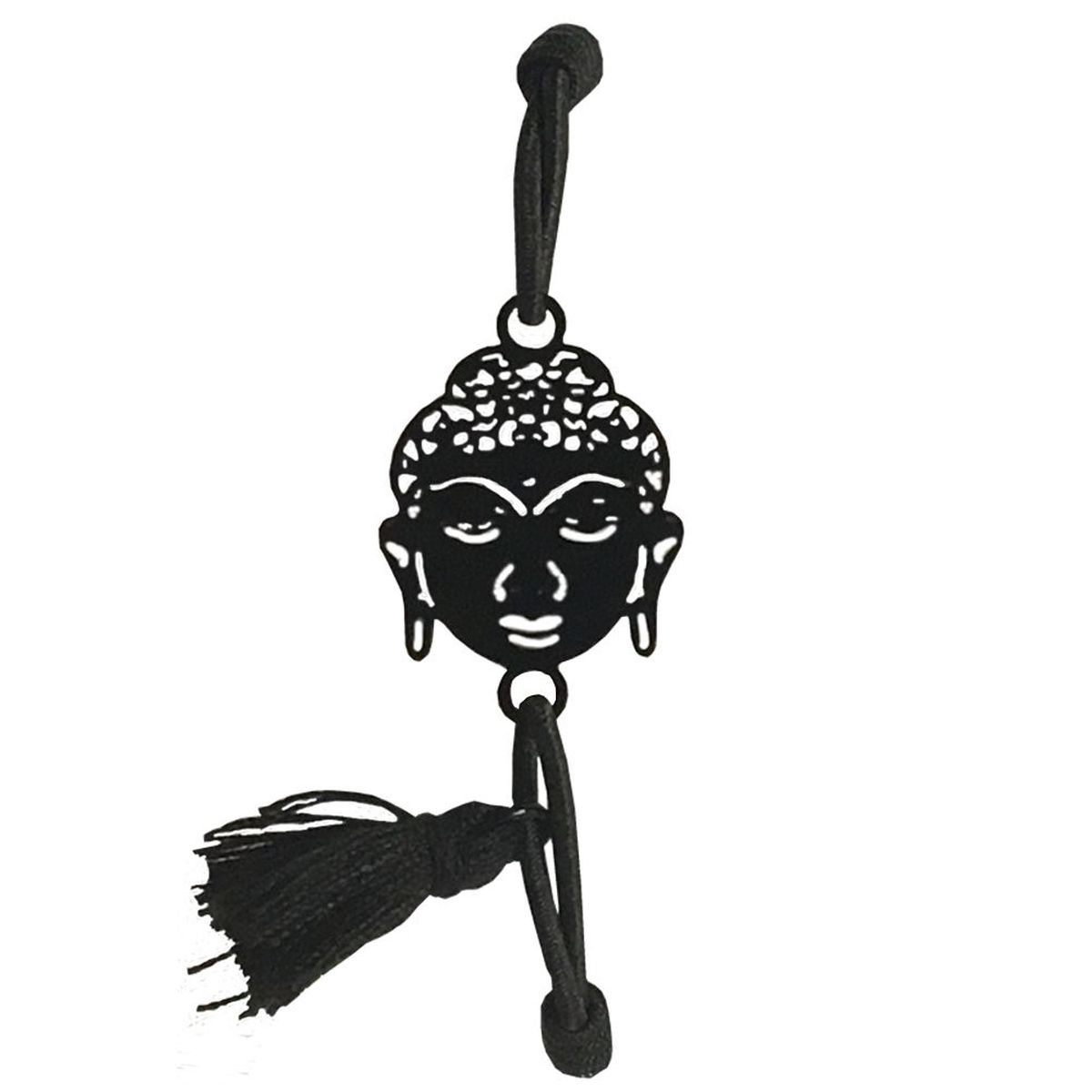 Bracelet Fantaisie filigrane noir lastique - Bouddha