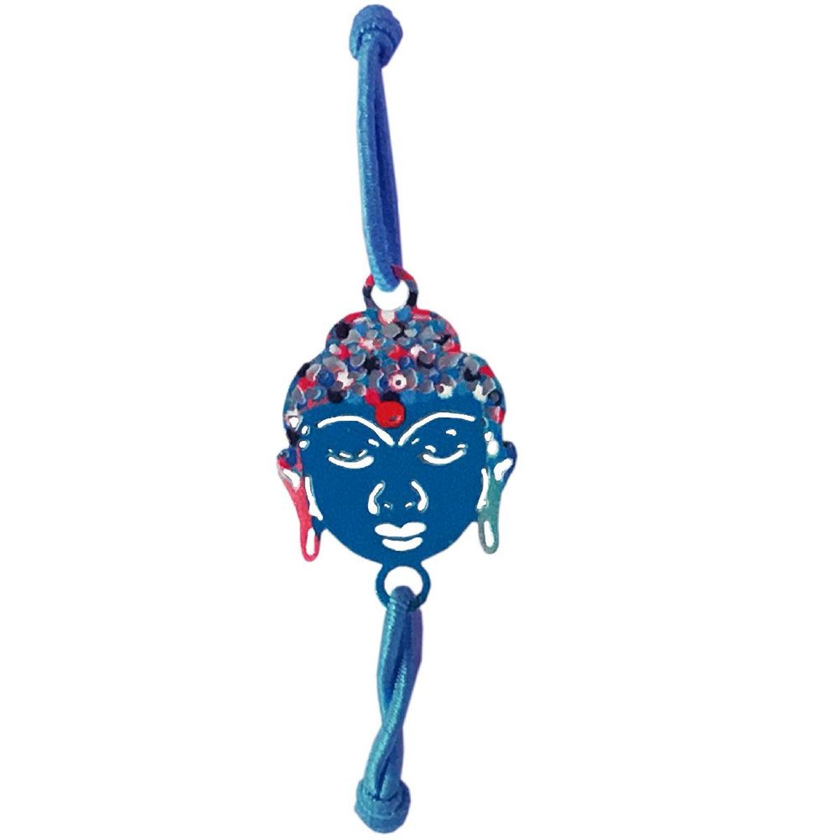 Bracelet Fantaisie filigrane lastique - Bouddha - Bleu Roi