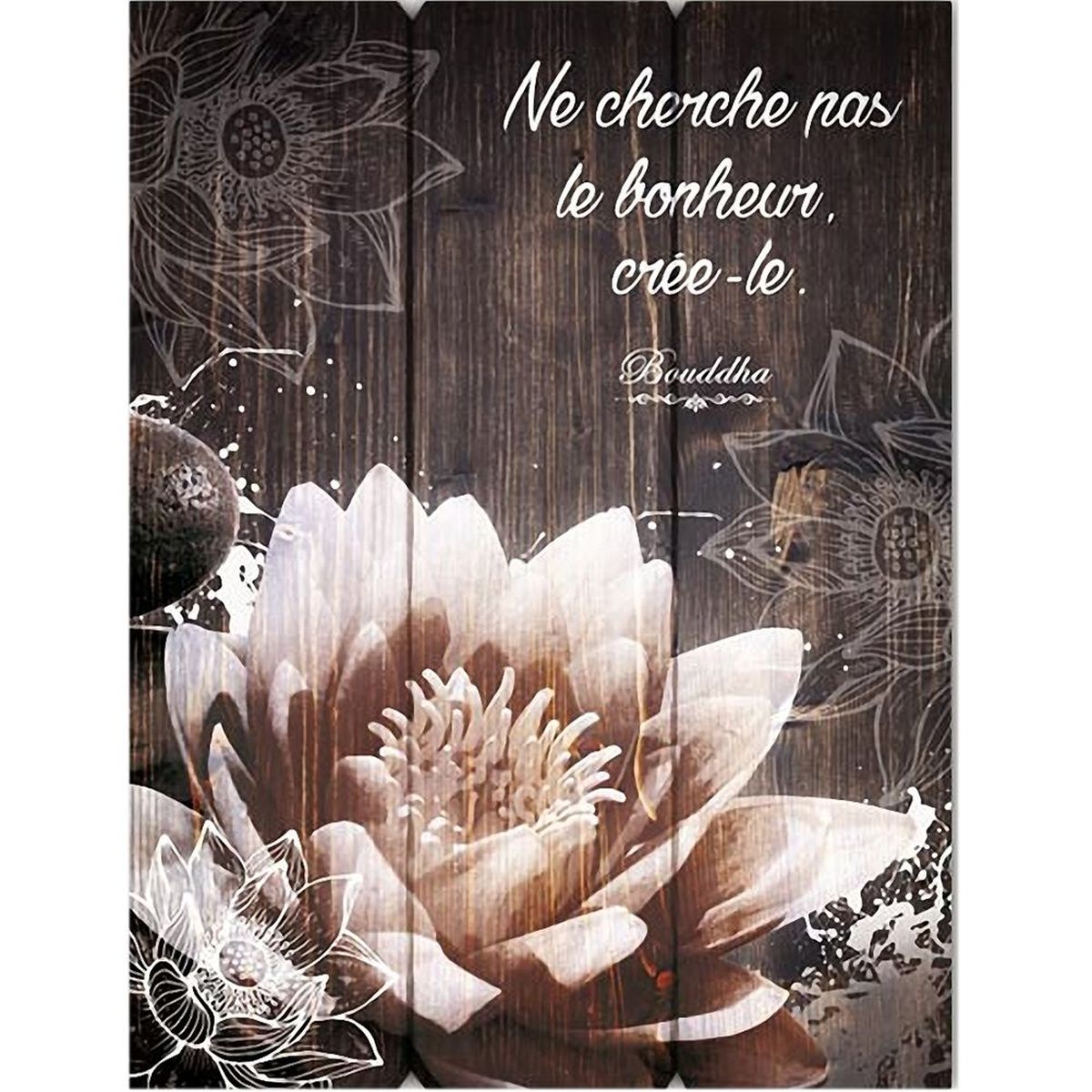 Cadre Zen en bois Citation Bouddha 30 x 40 cm Ne cherche