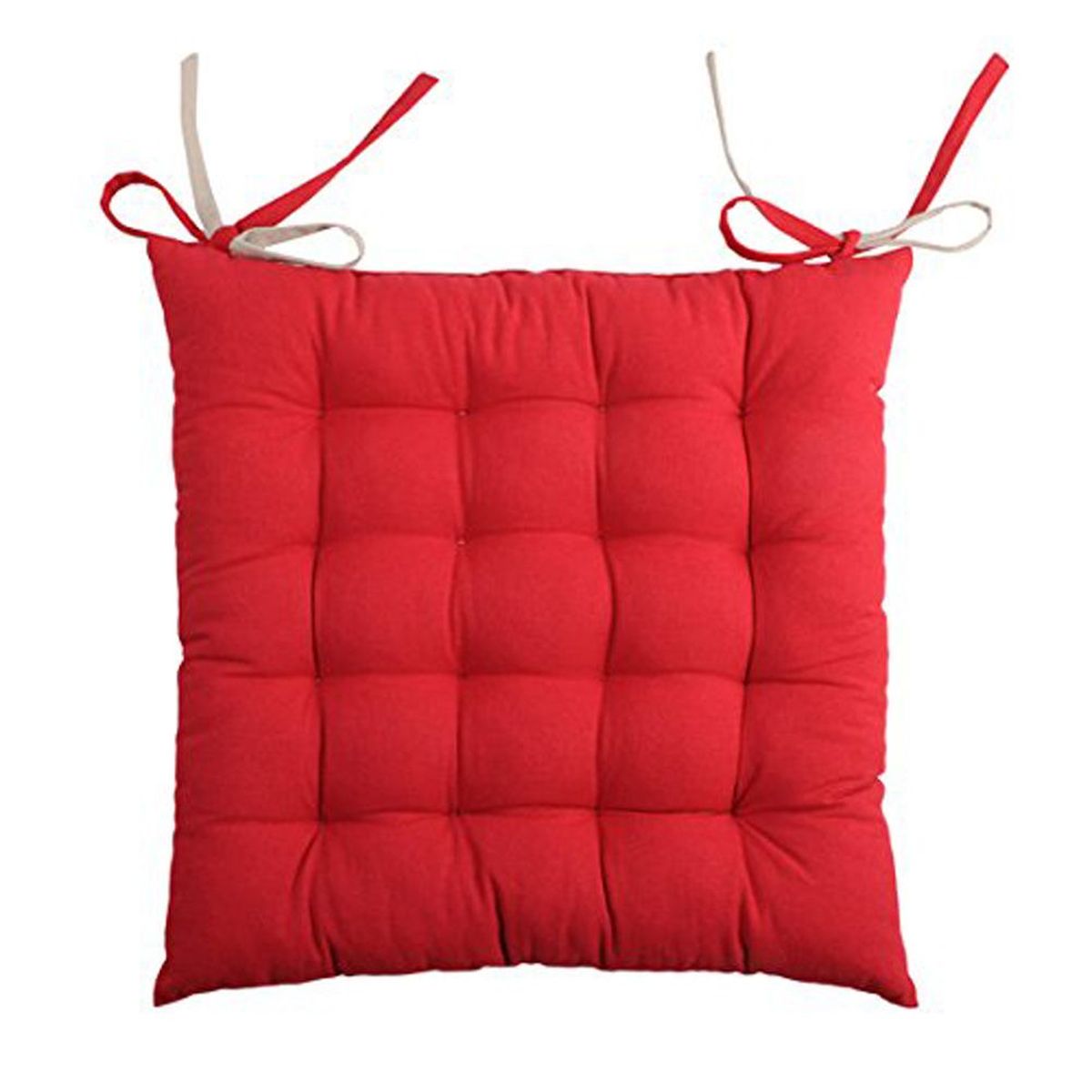 Galette de chaise rversible rouge et lin 40 x 40 cm