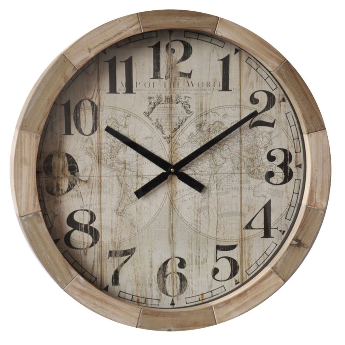 Horloge mappemonde en bois