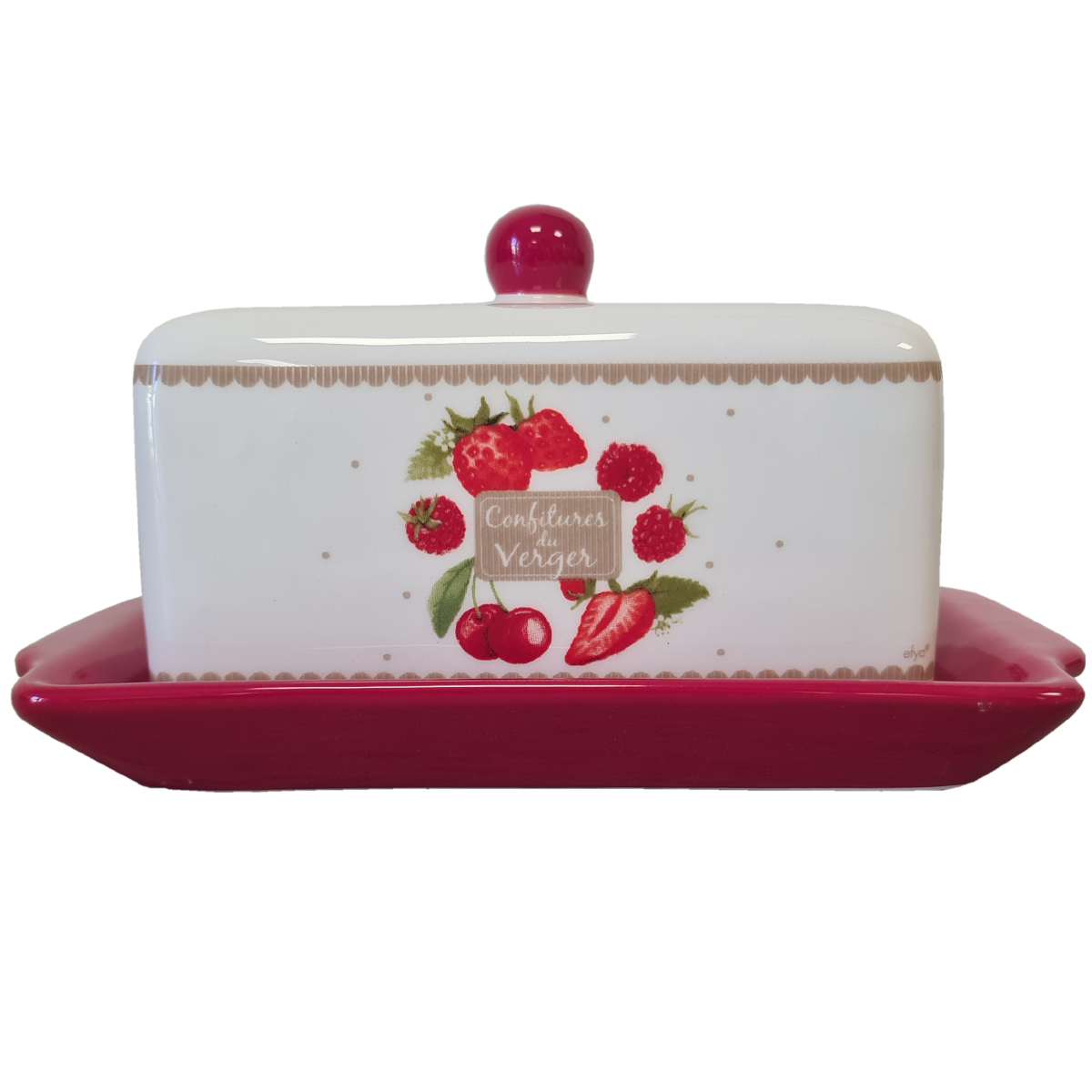 Beurrier en cramique fraises - collection Gariguette