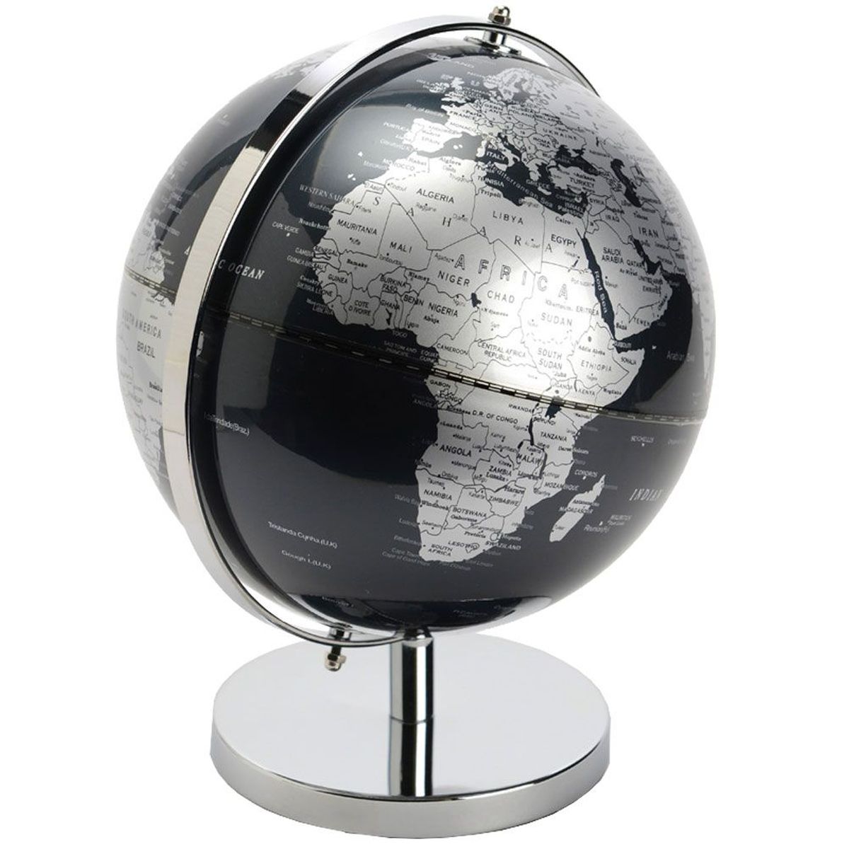Globe Terrestre dcoratif - Noir et Argent