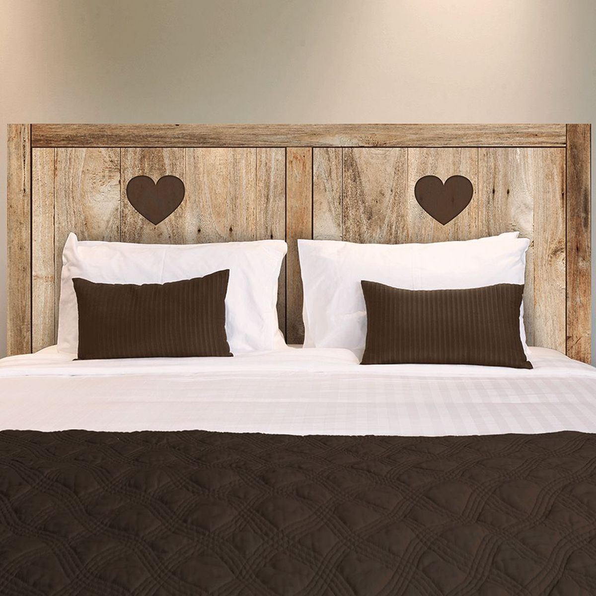 Sticker mural tête de lit Bois Cœur 155 x 70 cm