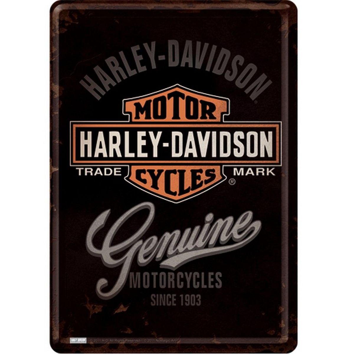 Carte postale plaque mtal Harley Davidson Genuine