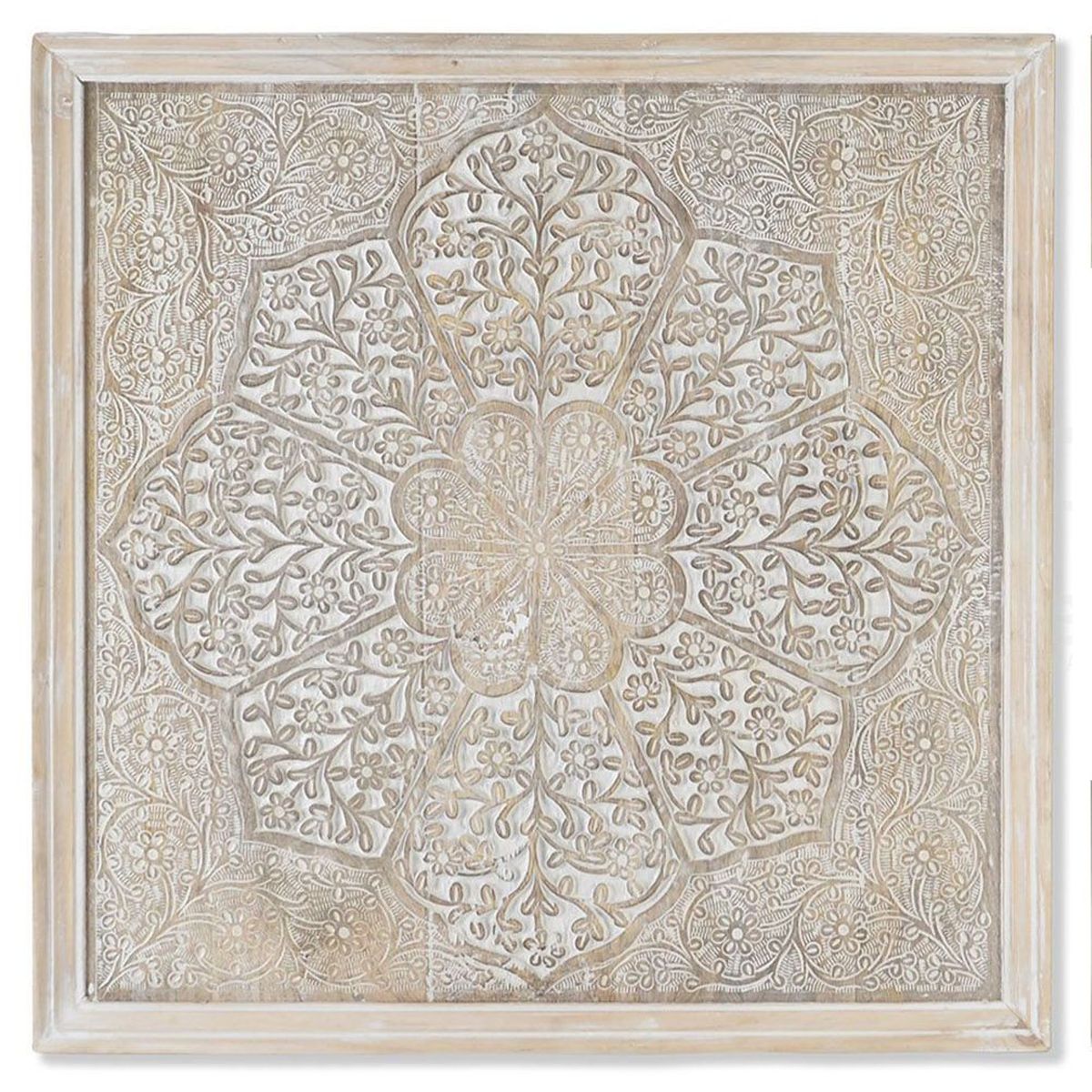 Grand panneau sculpté en bois motif fleur oriental 60 cm