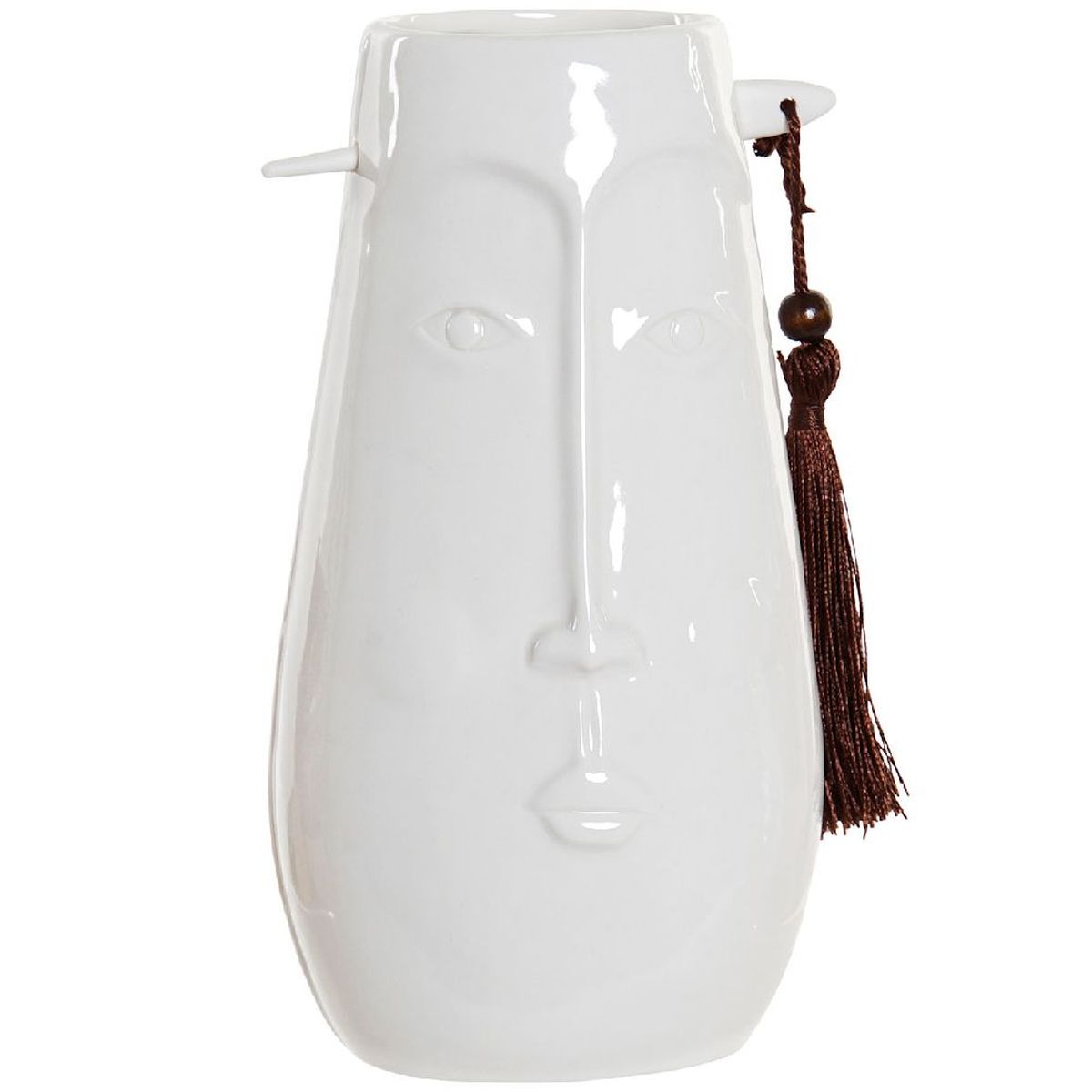 Vase Visage en Grès Blanc 22 cm