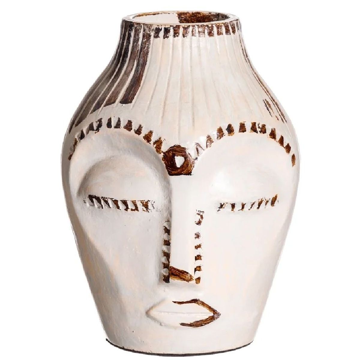 Vase en Céramique Visage style primitif Blanc 28 cm