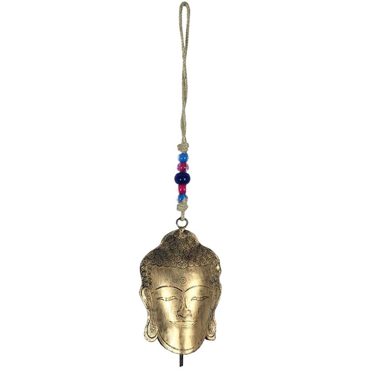 Cloche Bouddha en mtal et perles de verre