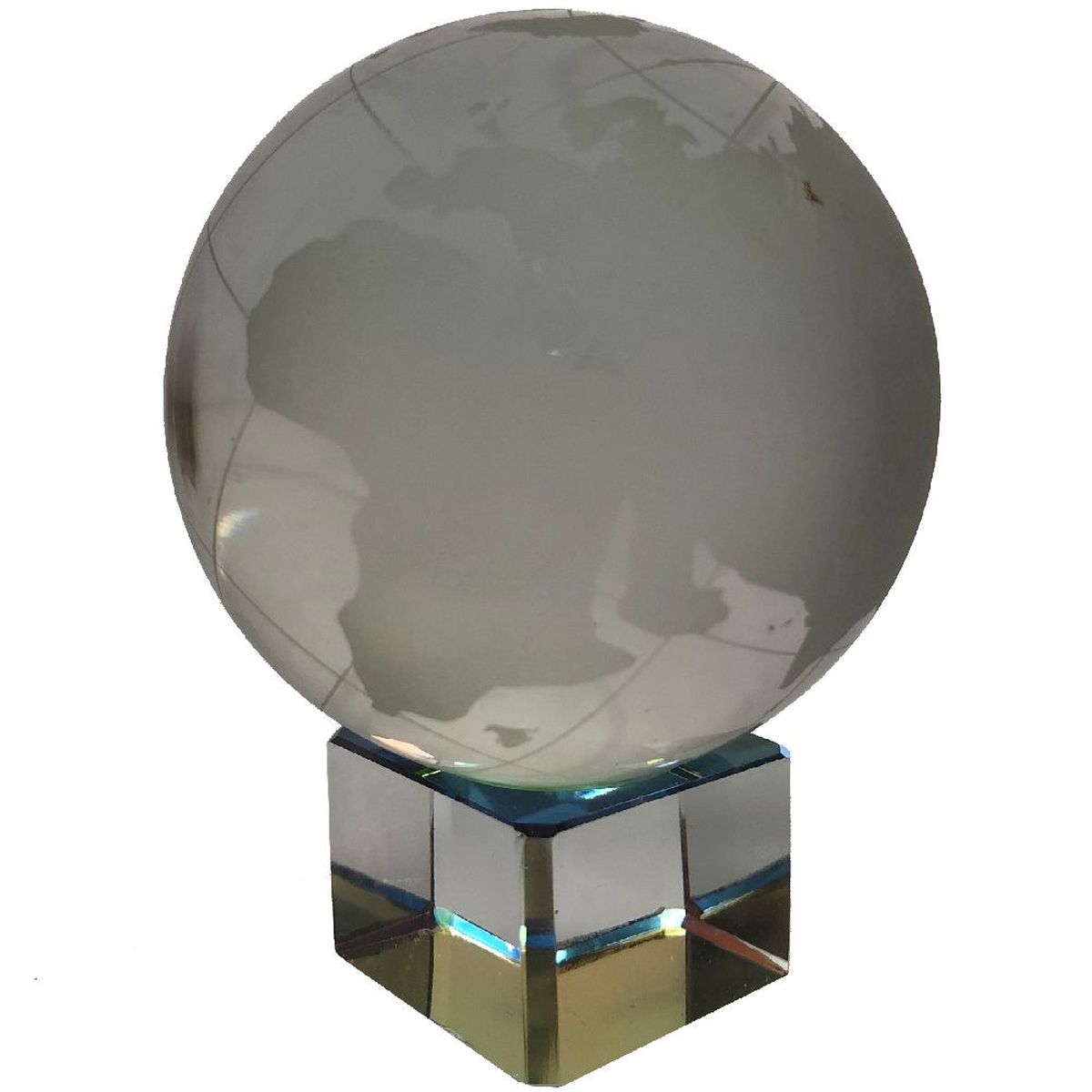 Globe Terrestre en Cristal de Roche sur son socle