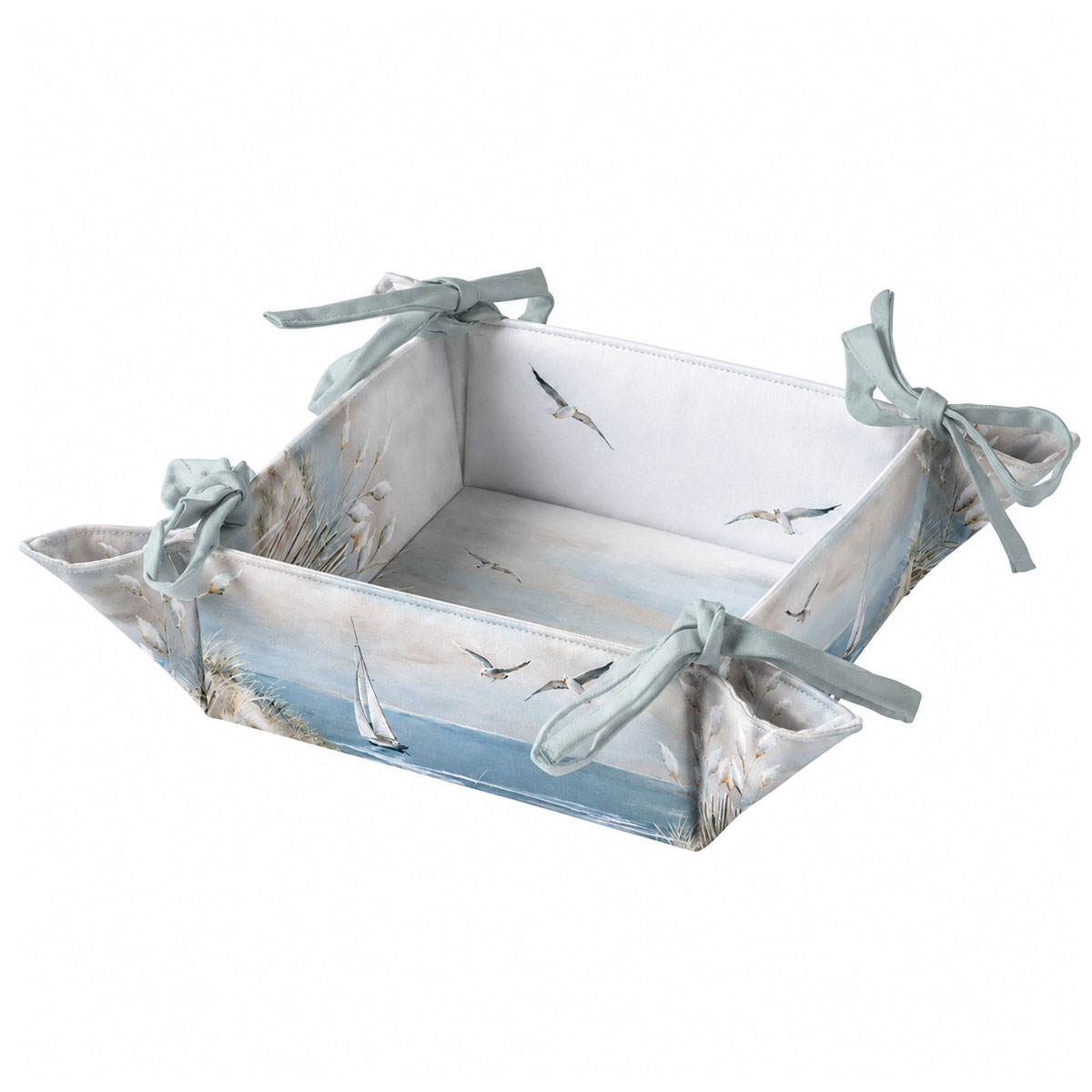 Corbeille � pain en coton bord de mer 20 x 20 x 7 cm