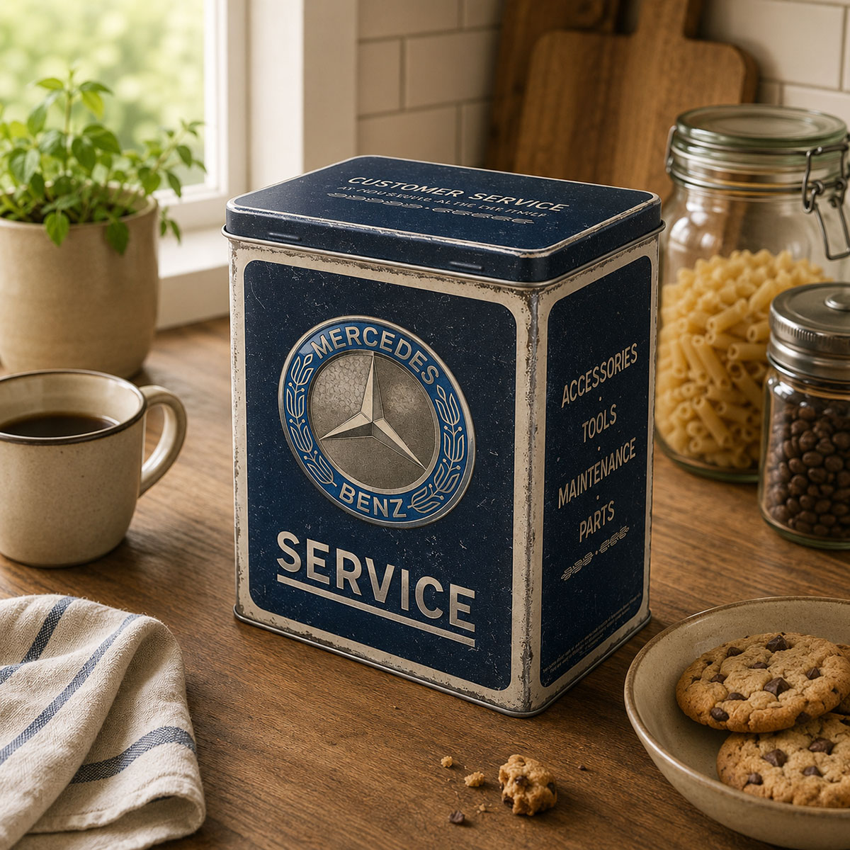 Bo�te de conservation en m�tal Mercedes-Benz Service Vintage