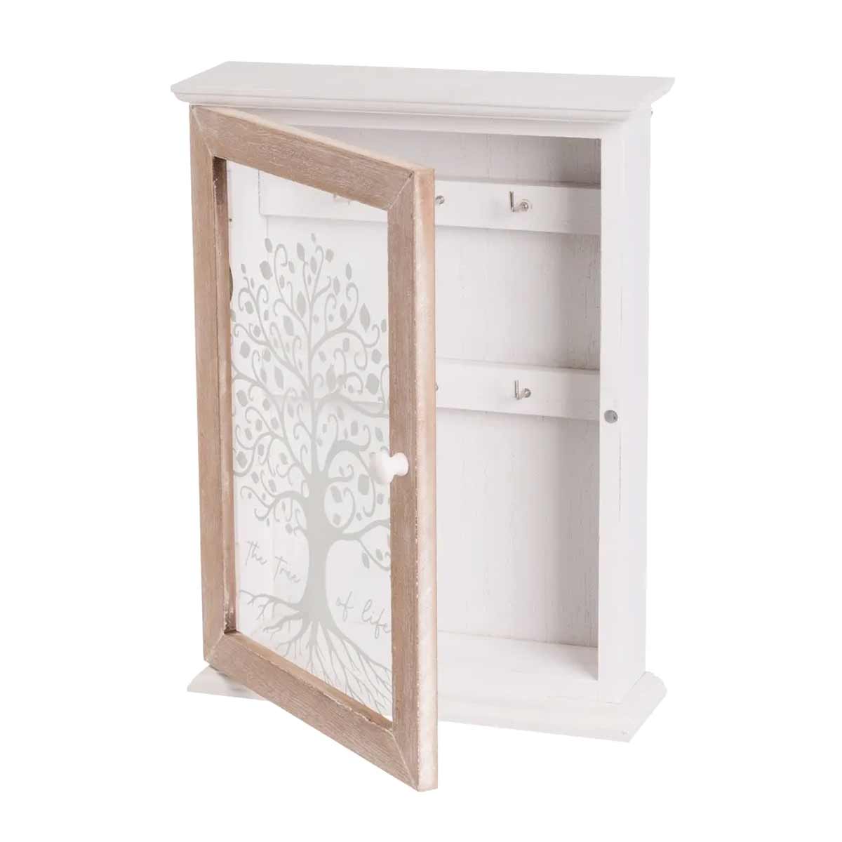 Boite  cls Arbre de vie en bois blanc patin et vieilli