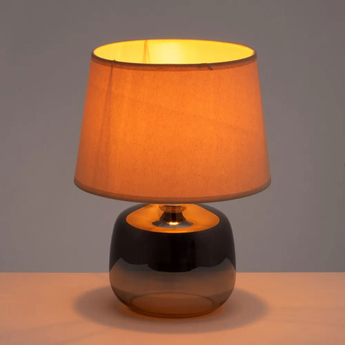 Lampe de table en verre gris argent 37 cm