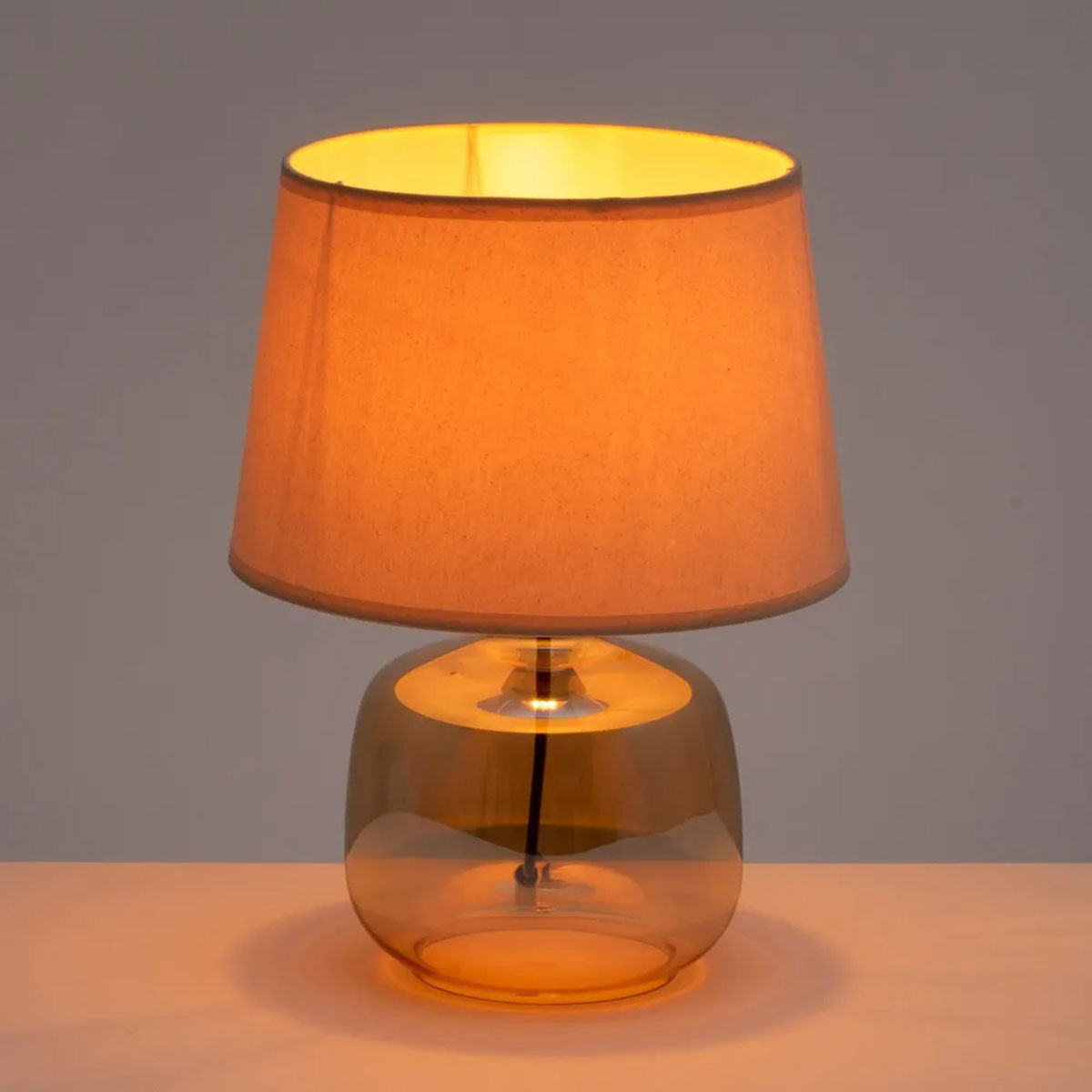 Lampe de table en verre beige dor� 37 cm