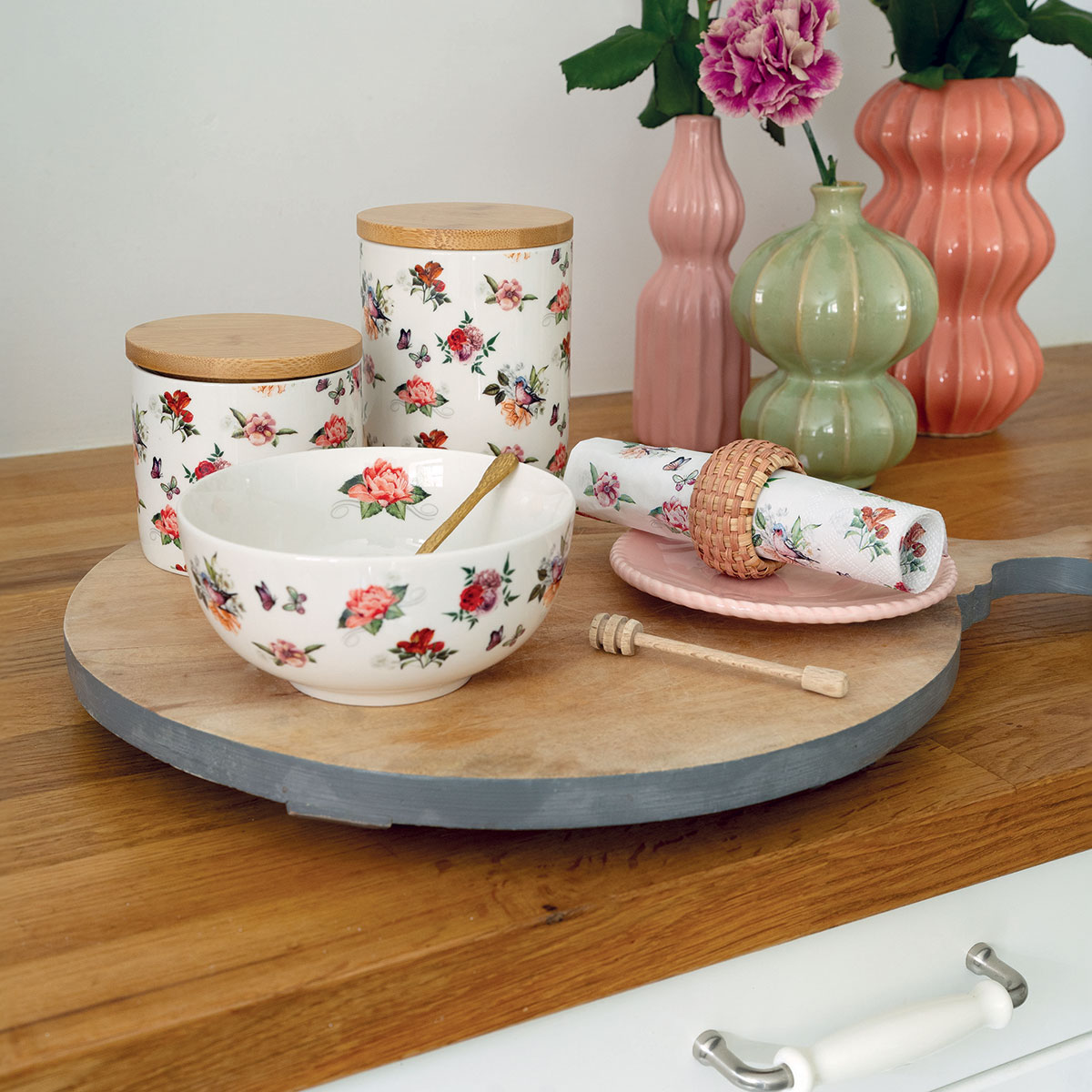 Bol en Porcelaine Fine - Charlotte orn de fleurs et d'oiseau