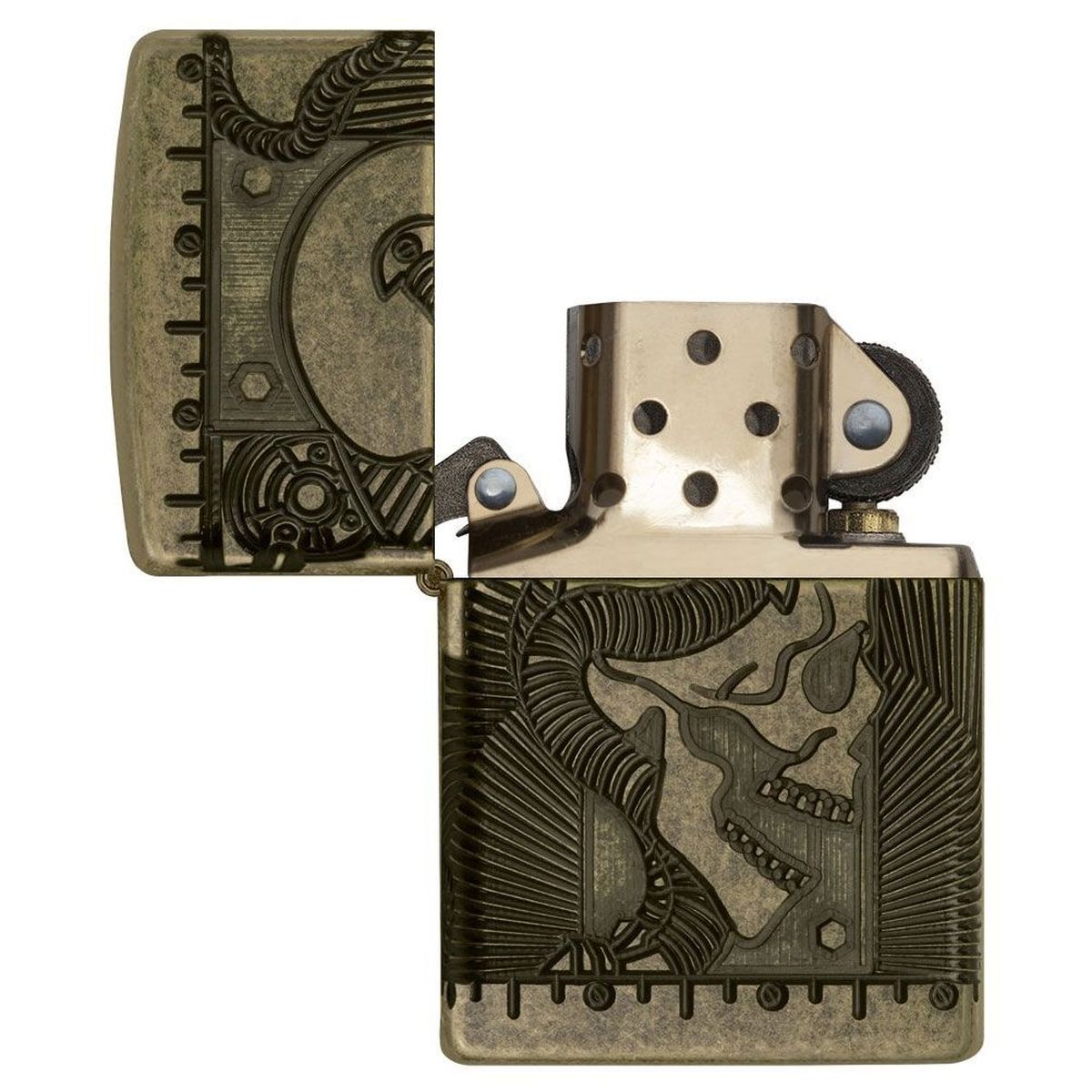 Briquet Zippo Skull Steampunk en Laiton Bross