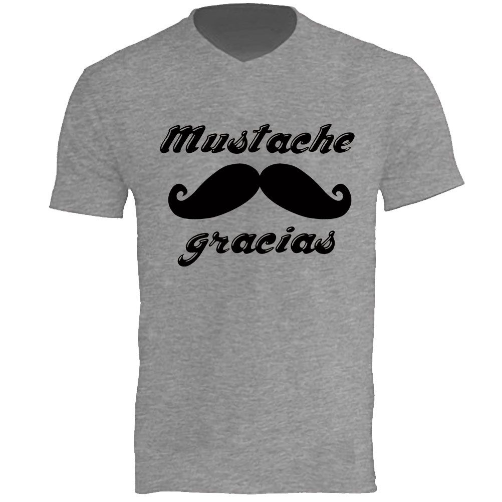 Gracias Par Cbk Sérigraphié Shirt Mustache 100Coton T Gris w80nOPk