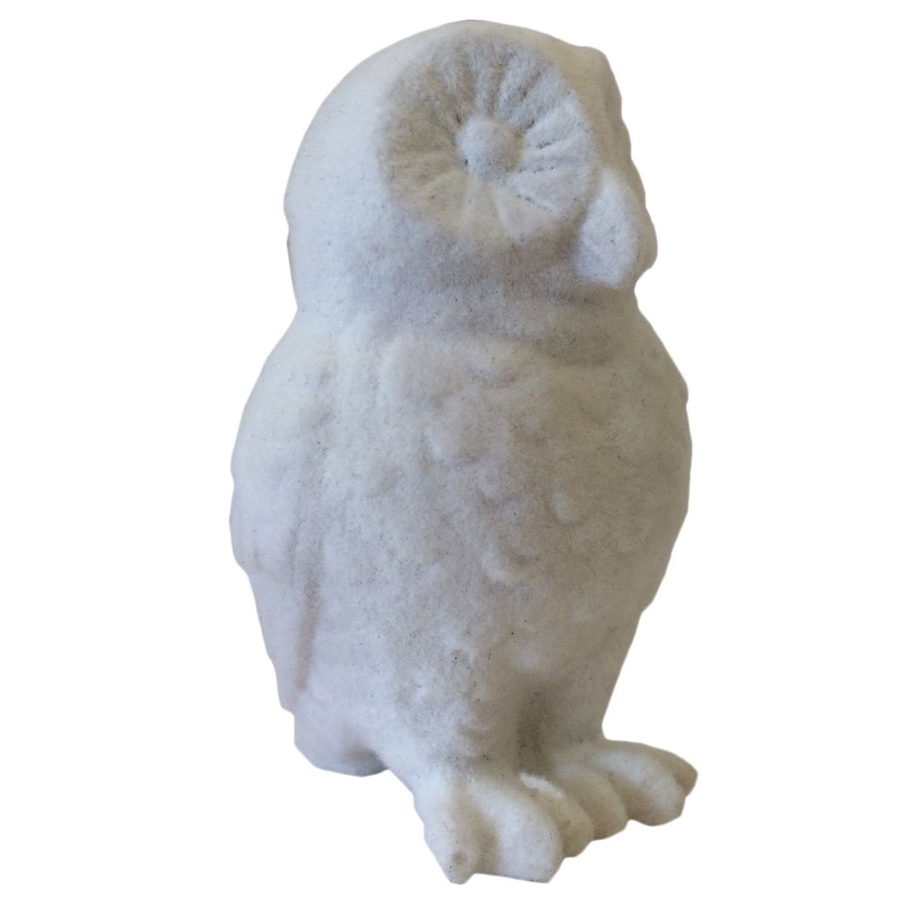 Figurine Deco Hibou blanc floqu 7 cm