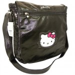 Grand Sac Gibeciere vertical Hello Kitty noir