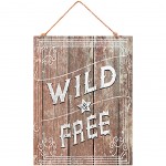 Plaque en bois  suspendre Wild and Free 40 x 30 cm