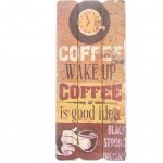 Cadre Rtro Coffee en bois  suspendre - Wake Up