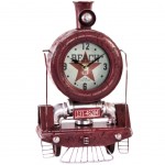 Horloge Locomotive en mtal patin Rouge