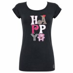 T-shirt Love and Peace Happy noir