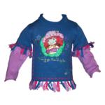 Pull brod� Charlotte aux fraises bleu