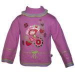 Pull brod� Charlotte aux fraises rose