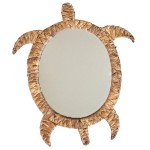 Miroir tortue en jacinthe d'eau tresse 41 cm