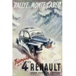 Poster Rallye de Mont Carlo Affiche ancienne 4 CV - 70 x 50 cm