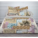 Housse de couette Paris Enjoy Vintage et deux taies Housse de couette Paris Enjoy Vintage et deux taies