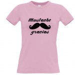 T-Shirt Mustache gracias par Cbkreation Rose Pastel 100% coton