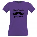 T-Shirt Mustache gracias par Cbkreation Violet 100% coton