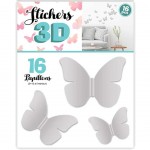 Stickers papillons Gris 3D - Vendus par 16