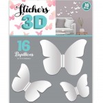 Stickers papillons blancs 3D - Vendus par 16