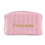 Trousse de toilette princesse en gaze de coton rose