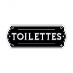 Plaque de porte - Toilettes - en mtal noir et blanc emboss