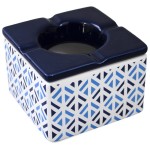 Cendrier marocain blanc et bleu en cramique