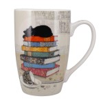 Mug XL chaton sur pile de livres en porcelaine 490 ml - Bug Art