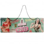 Plaque mtal rtro Pin'up 45 x 15 cm